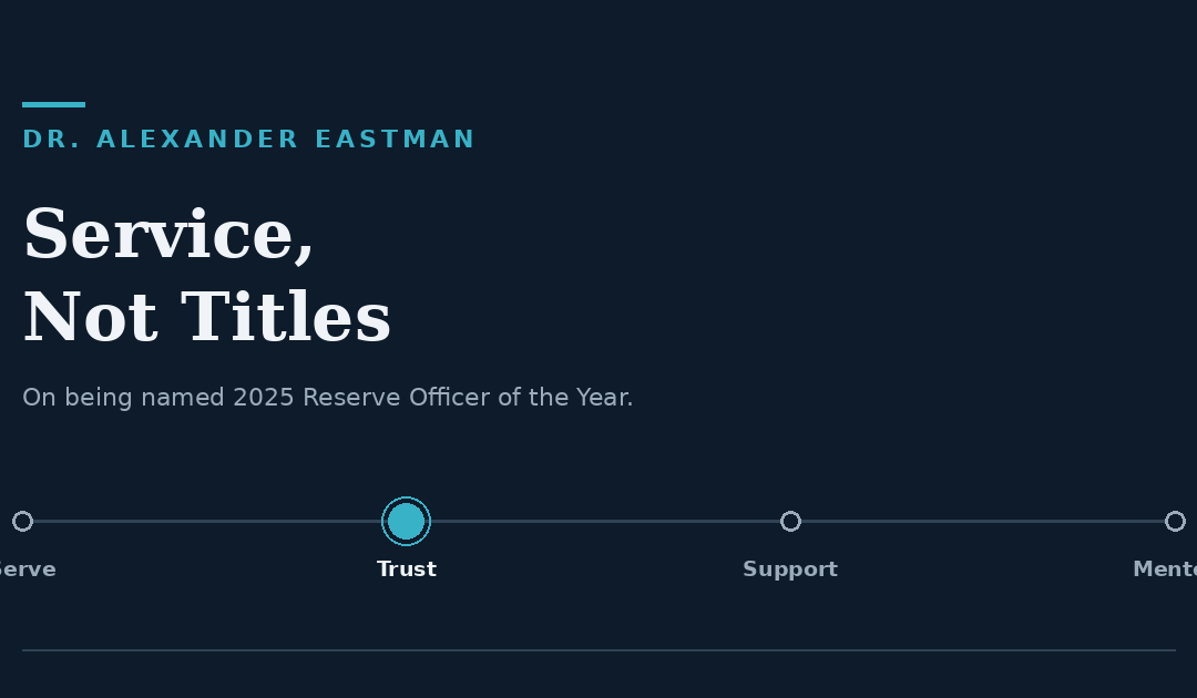 Dr. Alexander Eastman: 2025 Reserve Officer of the Year